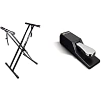 RockJam Xfinity Doublebraced Premontado Soporte de Teclado Altamente Ajustable + M-Audio SP-2Pedal de sostenido…